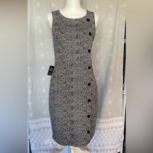 NWT Express Black and White Herringbone Midi Dress